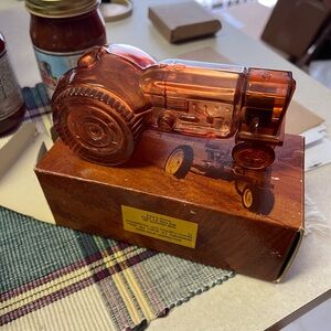 Vintage Orange Toy Tractor Avon bottle